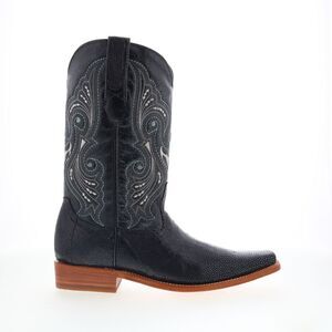 Los Altos Mens Versage Boots Stingray Jewel Finish Square Toe Black Boots (NWT)